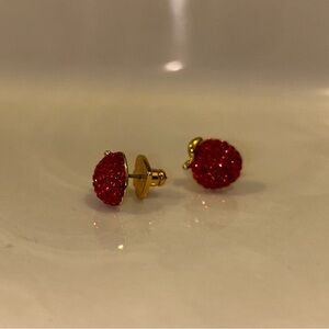 Kate Spade Signature Big Apple Red pave stud earrings